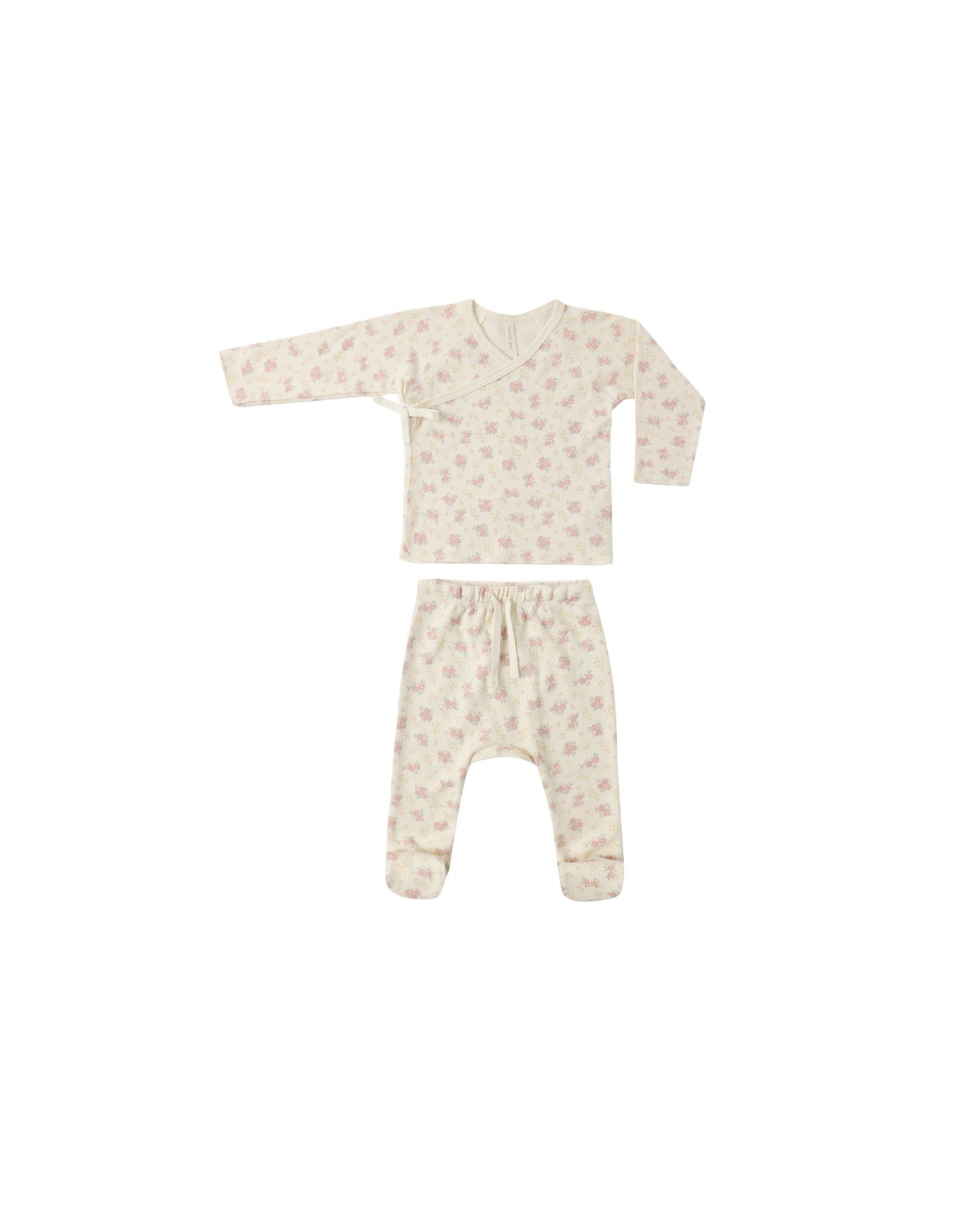 Flower Field Wrap Top + Footed Pant Set