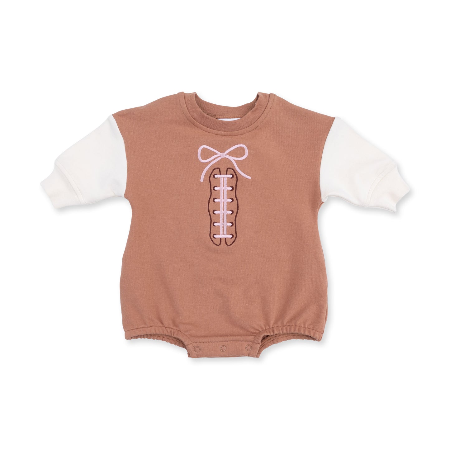 Angel Dear boy's sweatshirt with football laces embroidery, cozy bubble style, featuring playful sports-themed design.