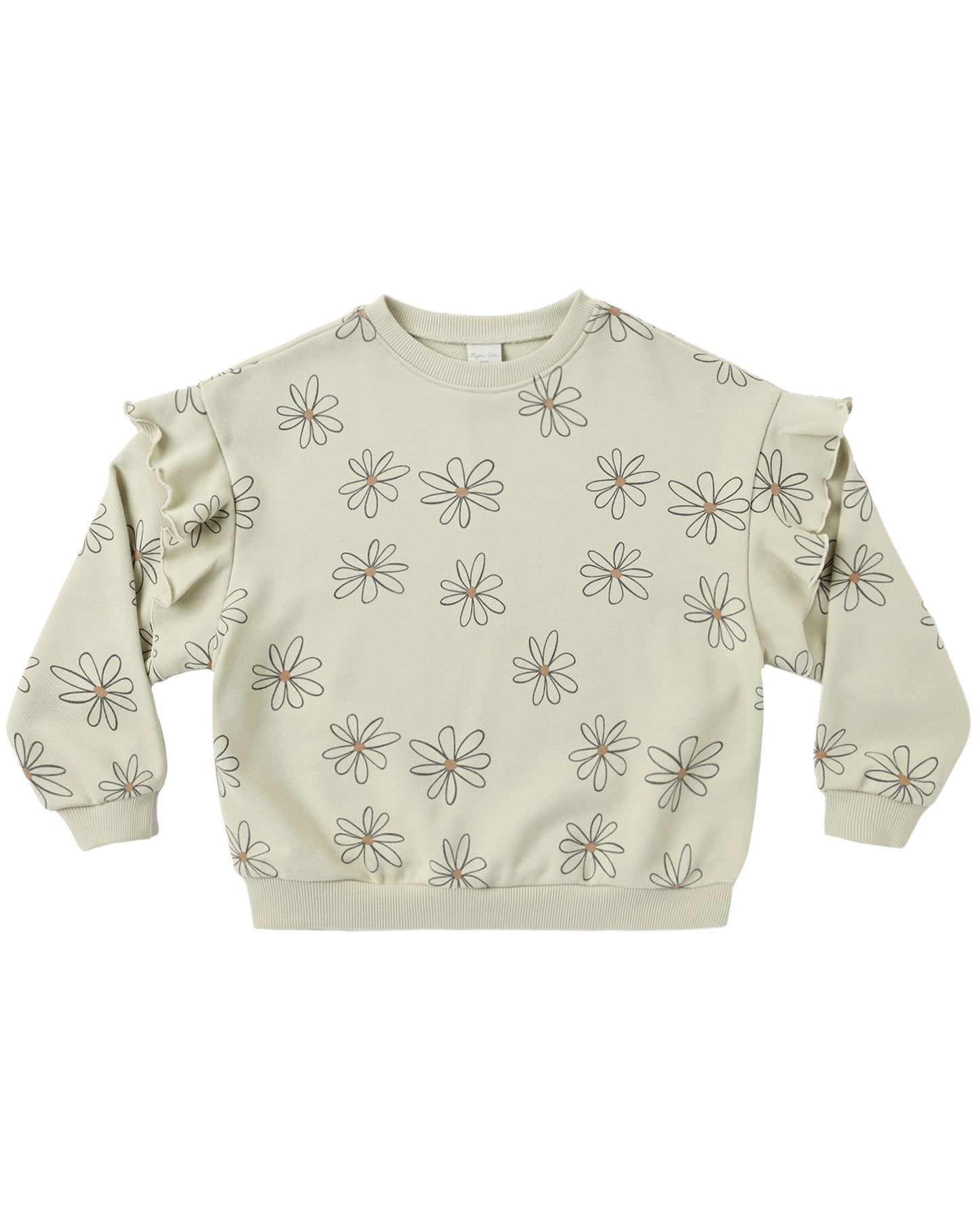Rylee & Cru Big Daisy Ruffle Sweatshirt featuring a cozy design with ruffled details and a large daisy print.