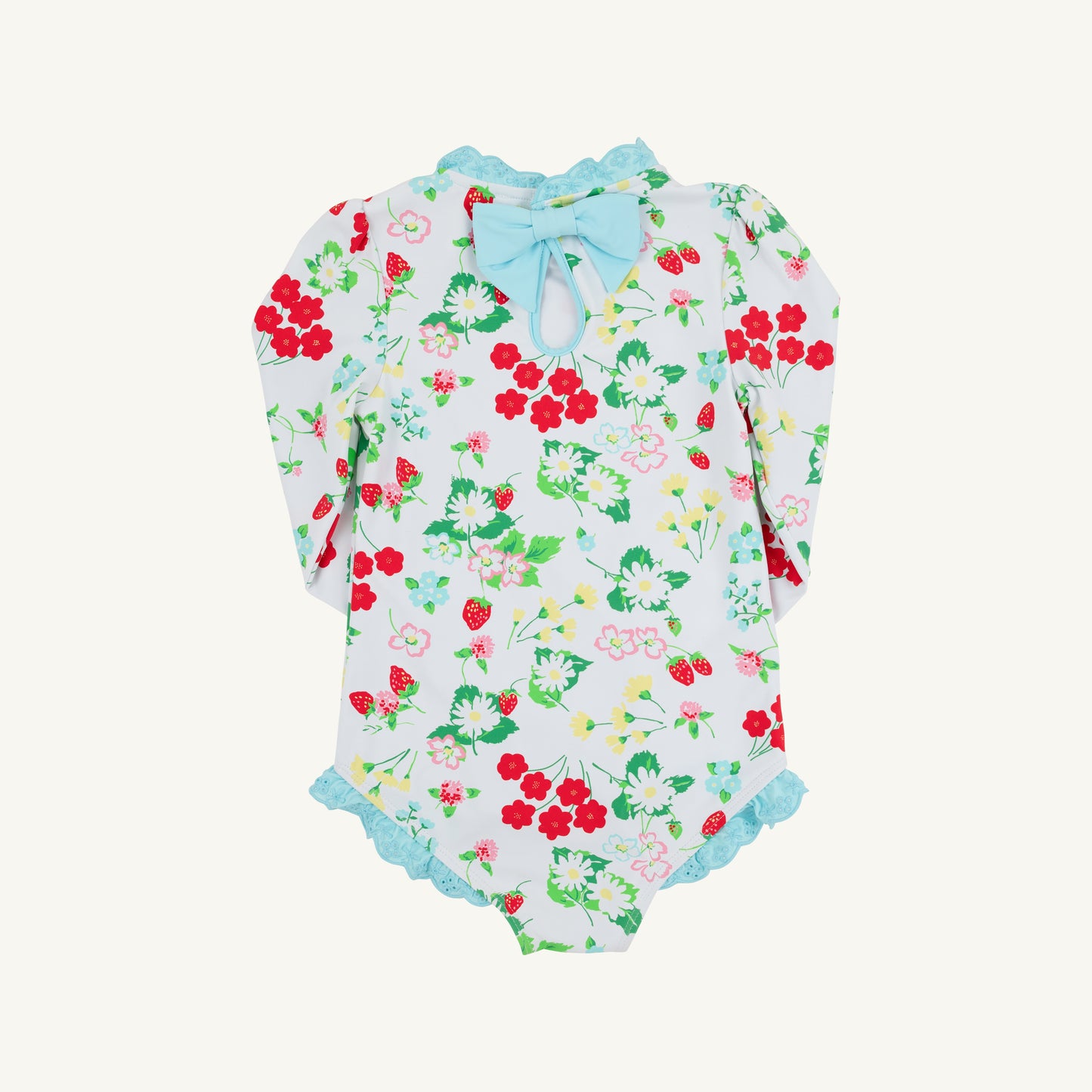 Berry Sweet and Belhaven Blue Sarasota surf-suit by The Beaufort Bonnet Company, featuring a colorful, patterned design for kids.