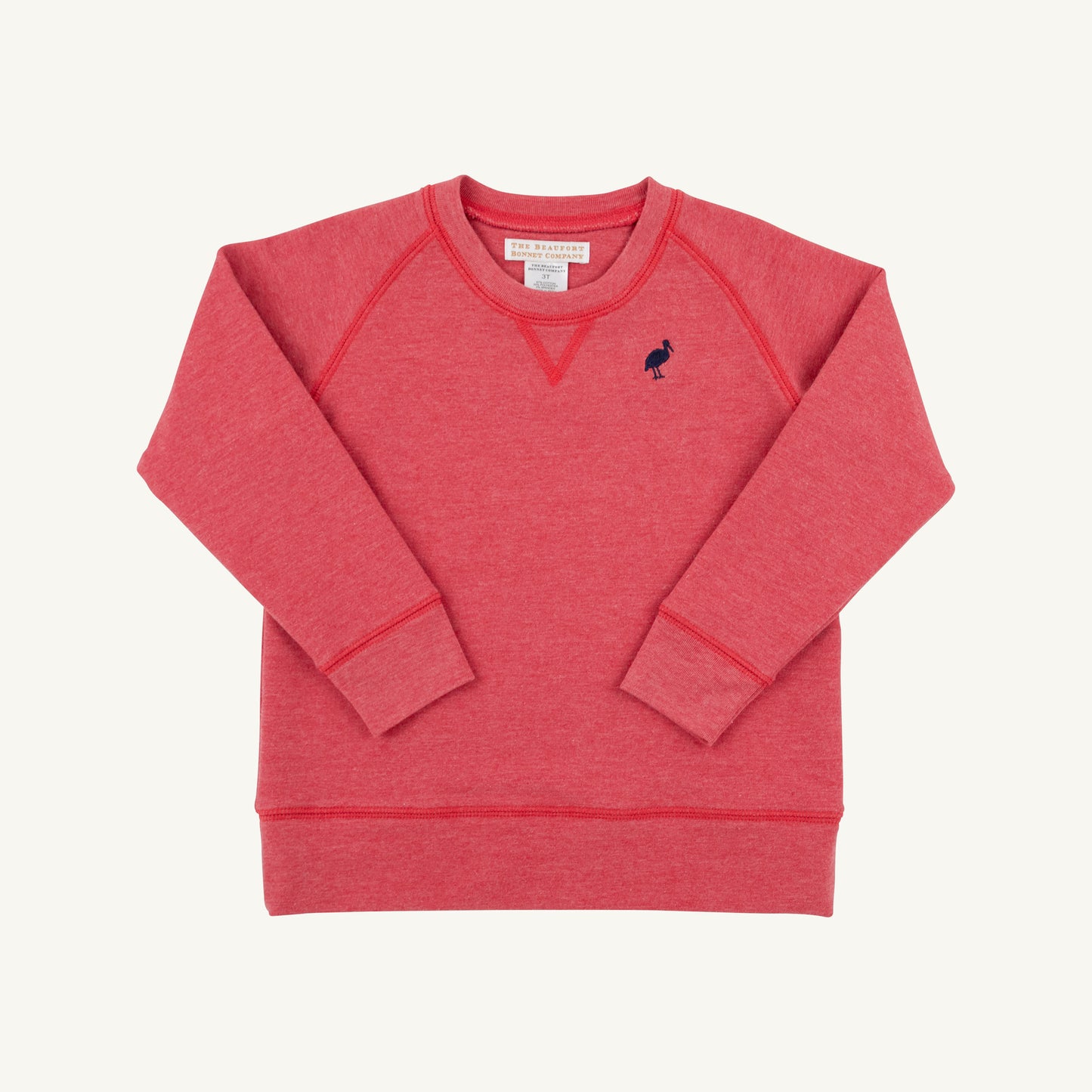 Richmond Red Heathered Cassidy Comfy Crewneck by The Beaufort Bonnet Company, close-up of cozy, heathered red knit fabric.