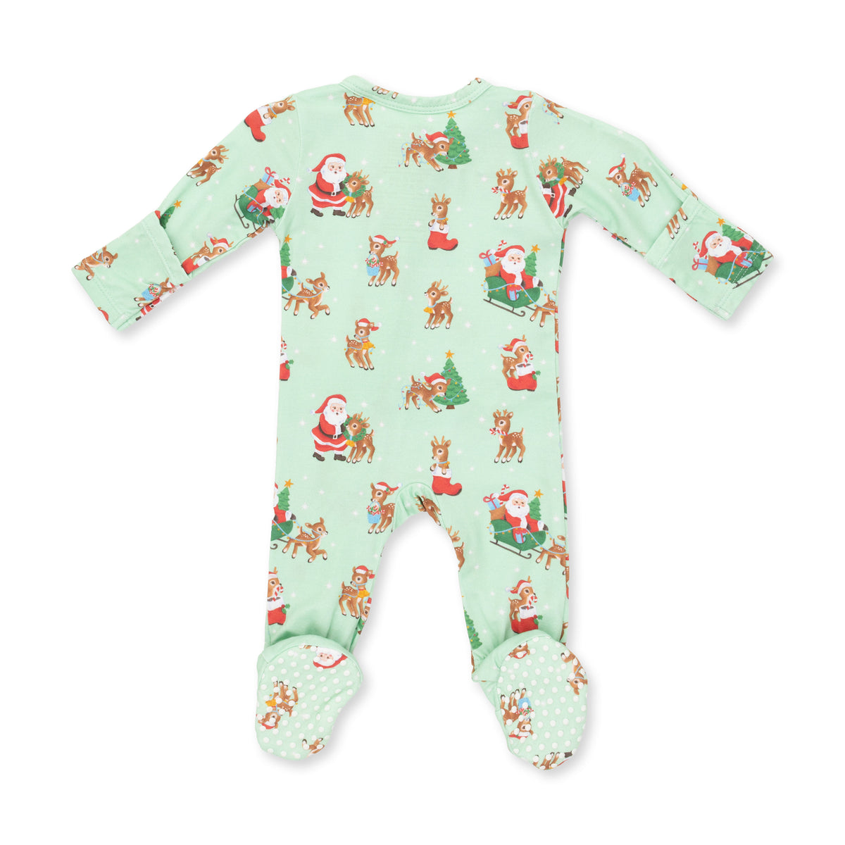 Vintage Reindeer and Santa Two Way Zipper Footie