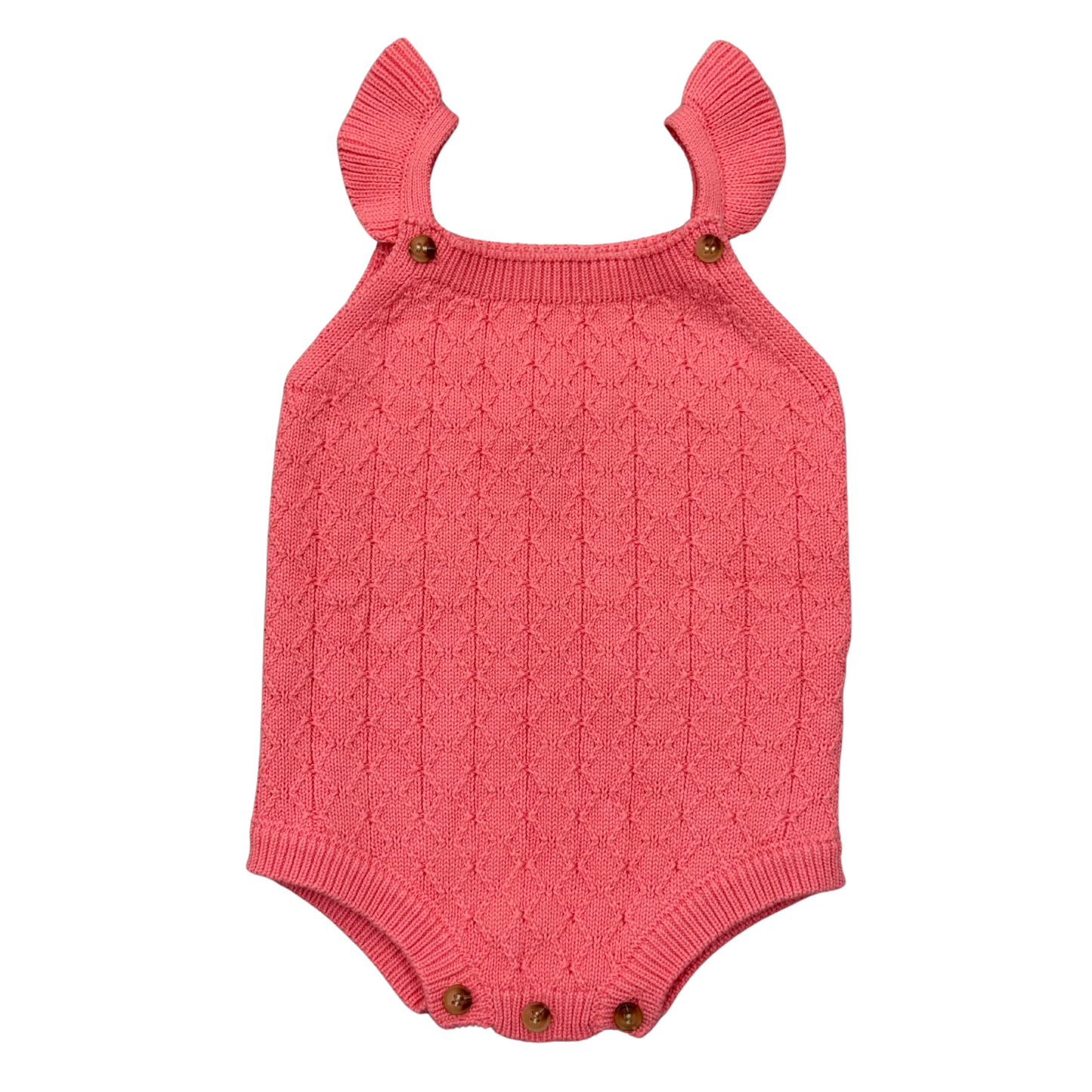 Babysprouts Strawberry Ice Knit Sweater Bodysuit for babies, featuring a cozy pink and red strawberry pattern and soft knit fabric.