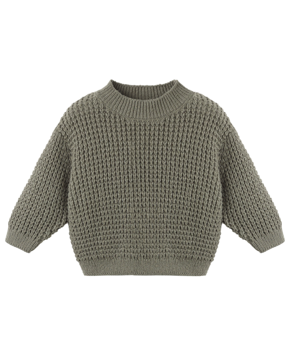 Quincy Mae Spruce chunky knit sweater featuring a cozy, textured knit in a soft green color, perfect for casual wear.