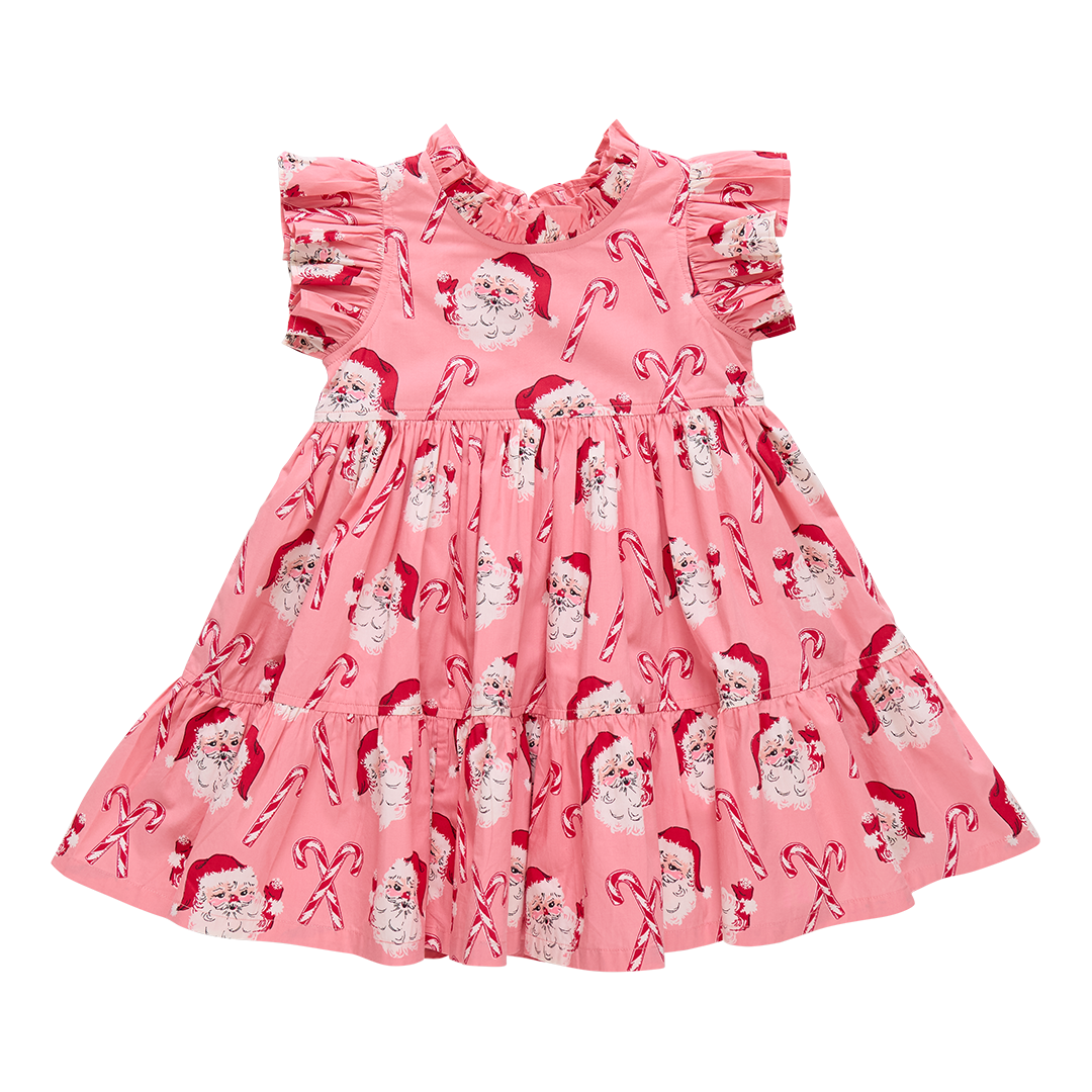 Pink Candy Cane Santa Girls Jennifer Dress