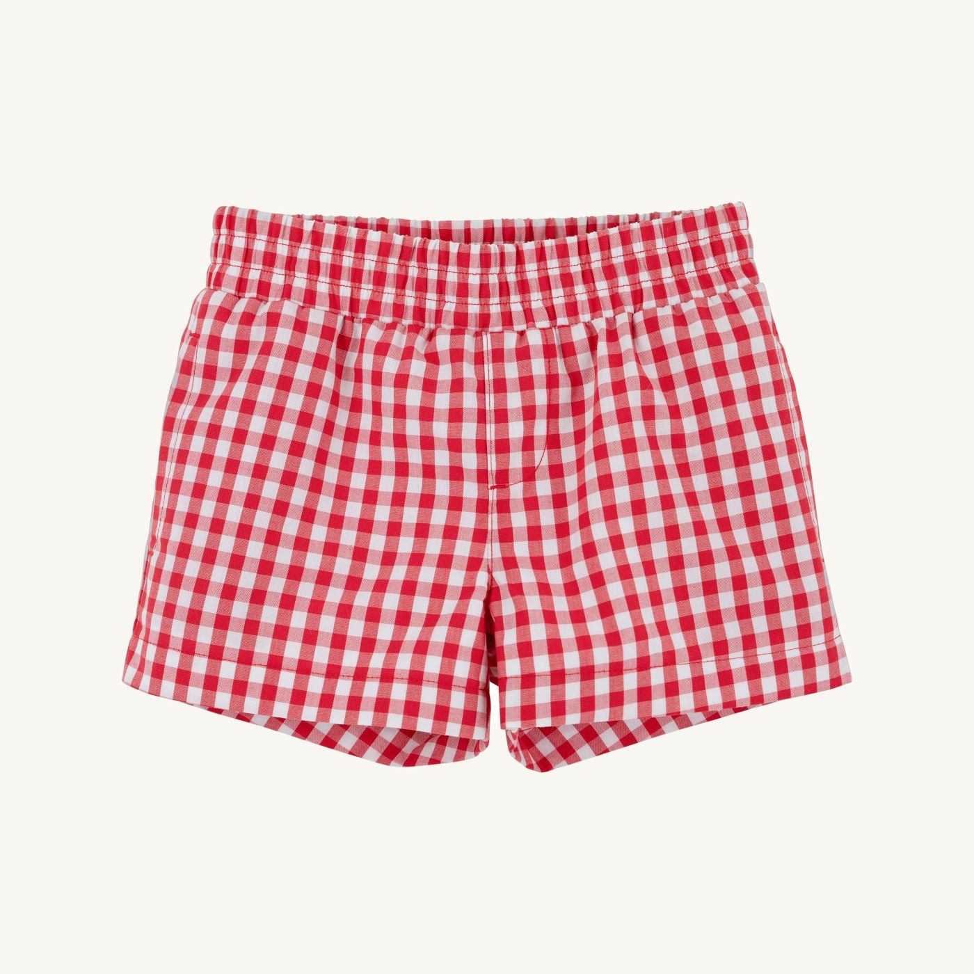 Richmond Red Gingham and Belhaven Blue Sheffield Shorts by The Beaufort Bonnet Company, featuring vibrant plaid fabric and classic design.