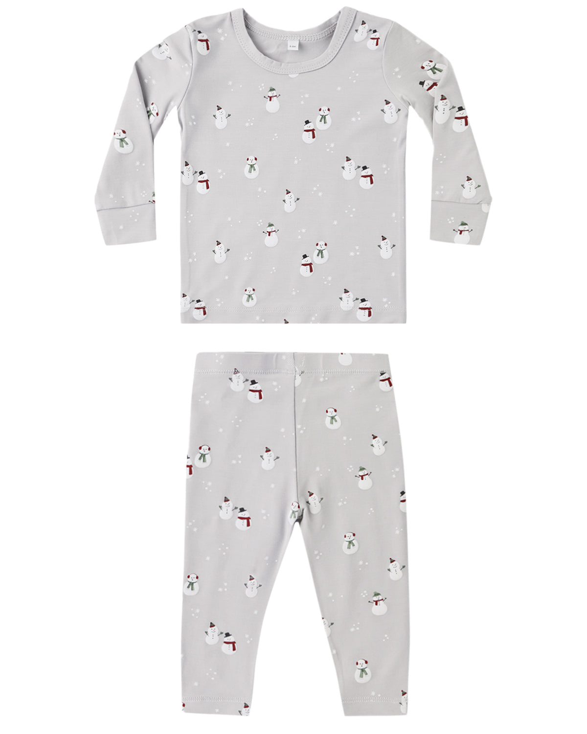 Quincy Mae Snowman Bamboo Pajama Set featuring a cozy, festive winter design for children, made from soft bamboo fabric.