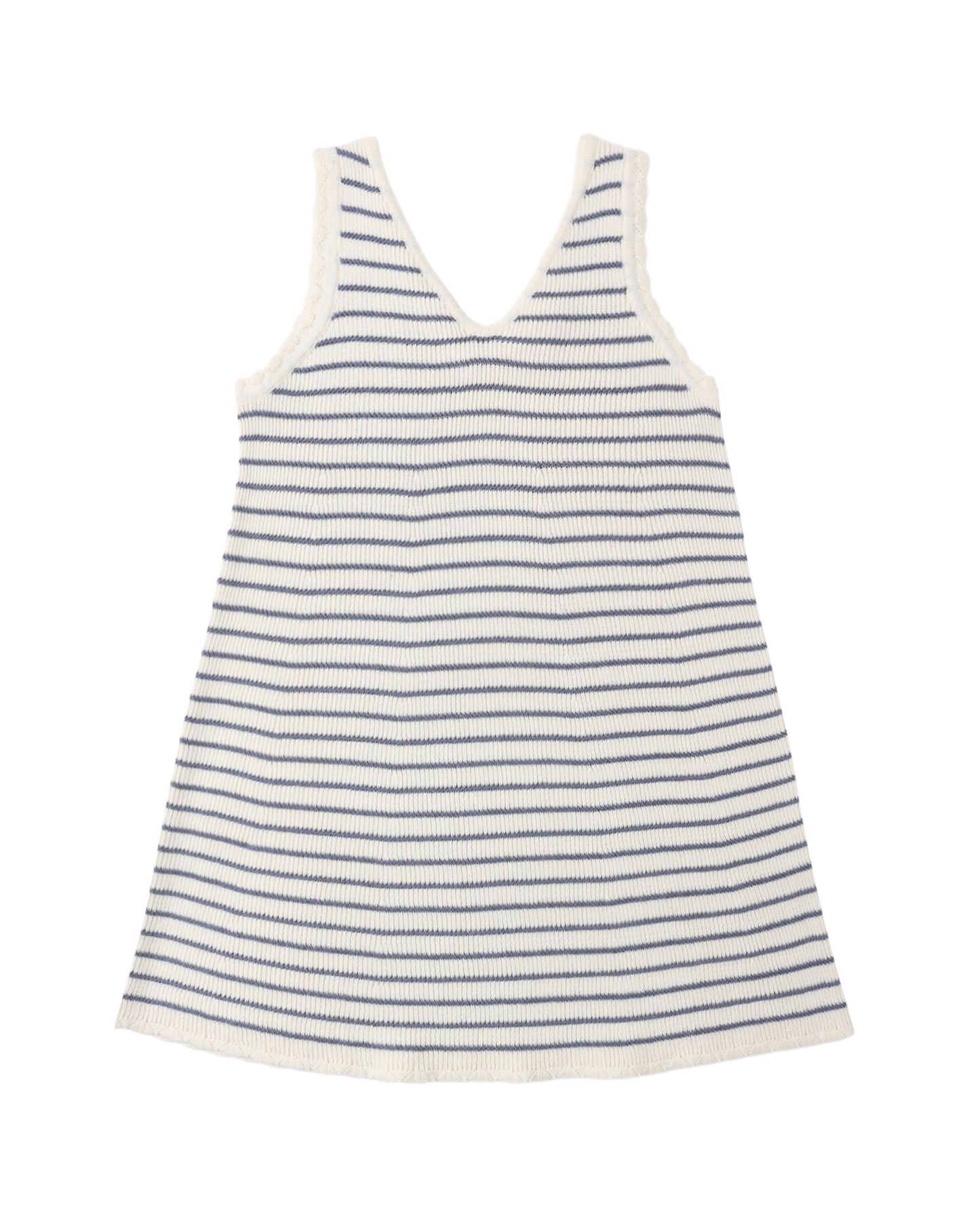 Rylee & Cru Marine Stripe Crochet Tank Mini Dress featuring a sleeveless design with a nautical stripe pattern and crochet details.