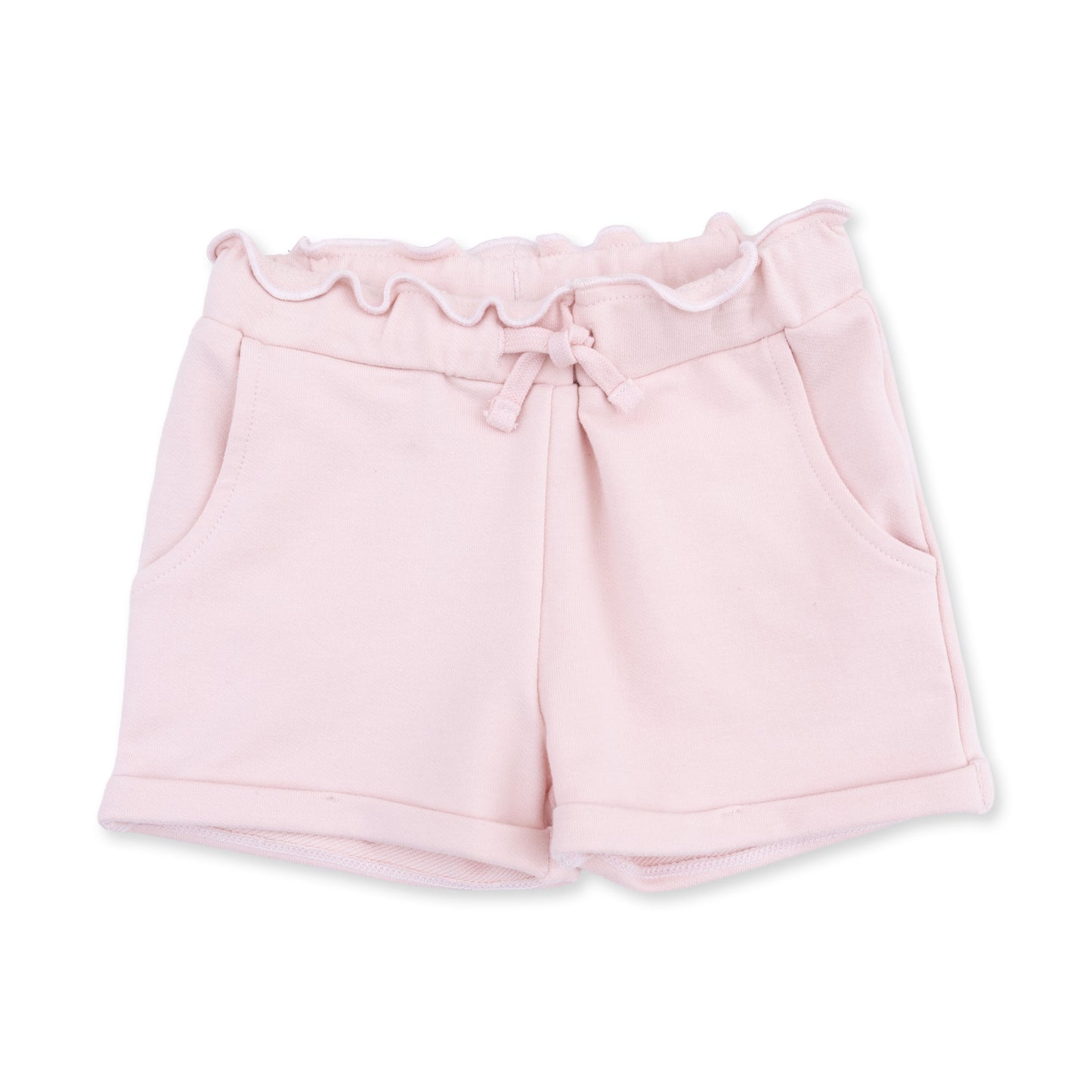 Pink paperbag shorts with a solid veil design by Angel Dear, featuring a relaxed fit and comfortable waistband.