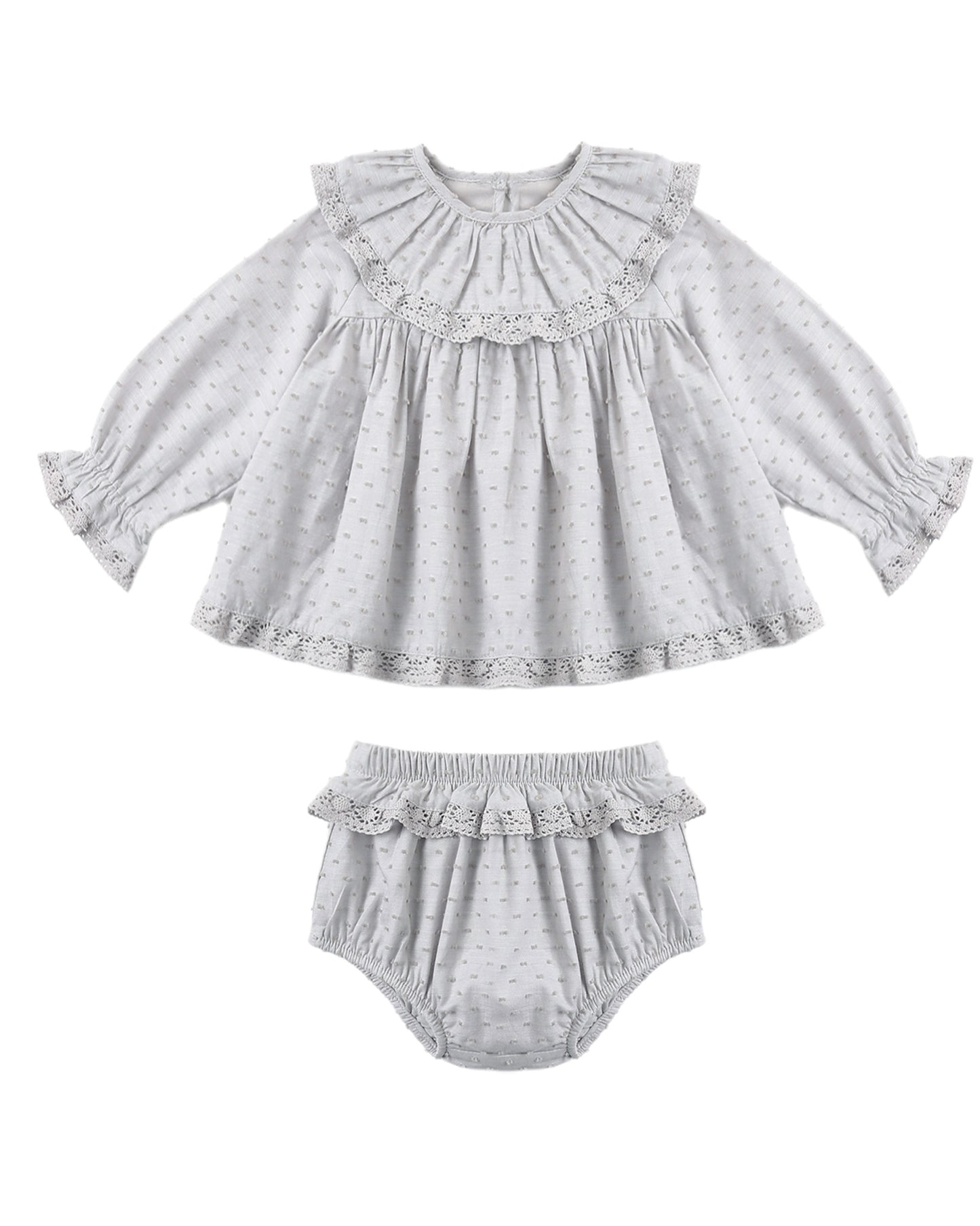 Dusty blue Rori set by Rylee & Cru, featuring a cozy, stylish top and matching bottoms on a flat lay.