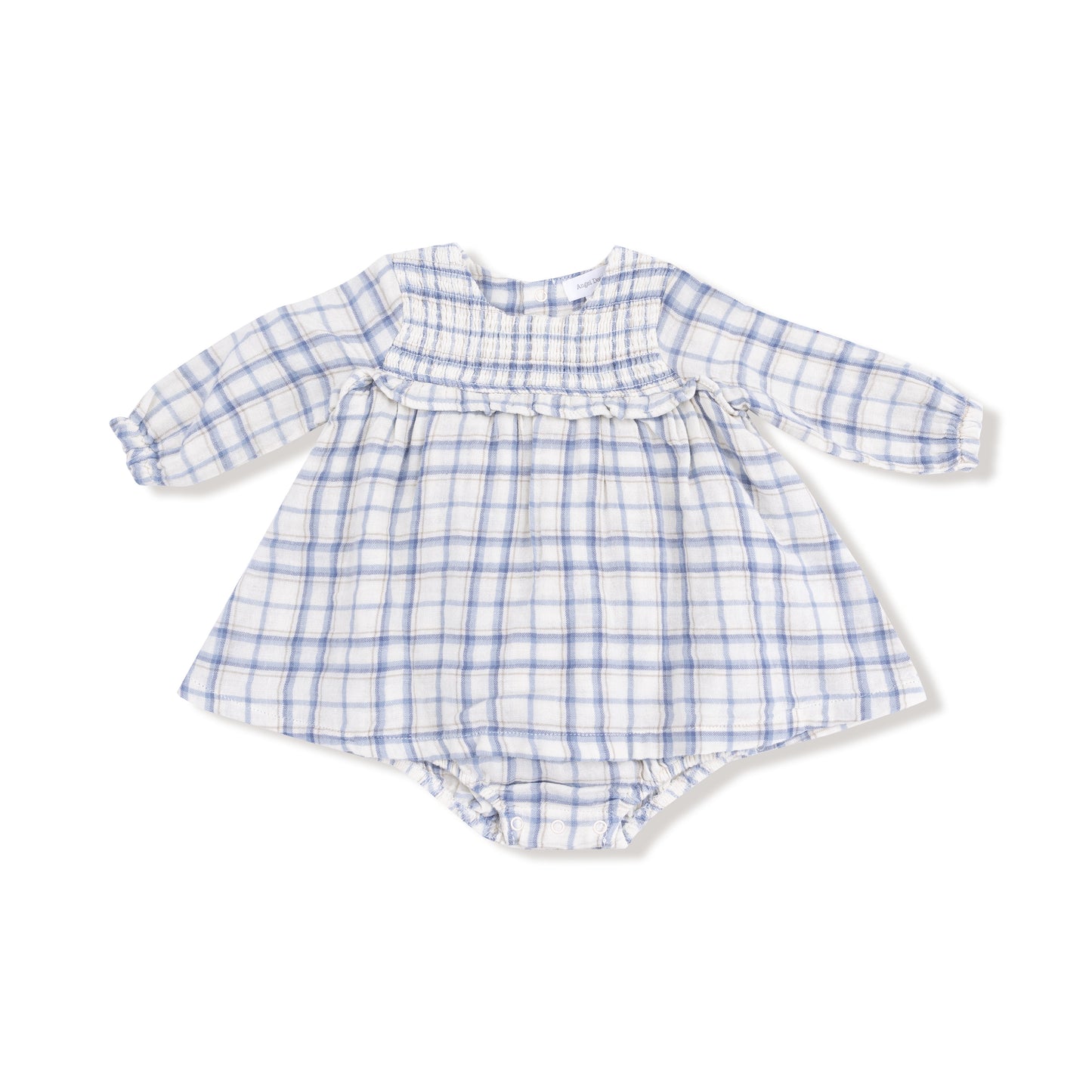 Blue Plaid Smocked Ruffle Bubble