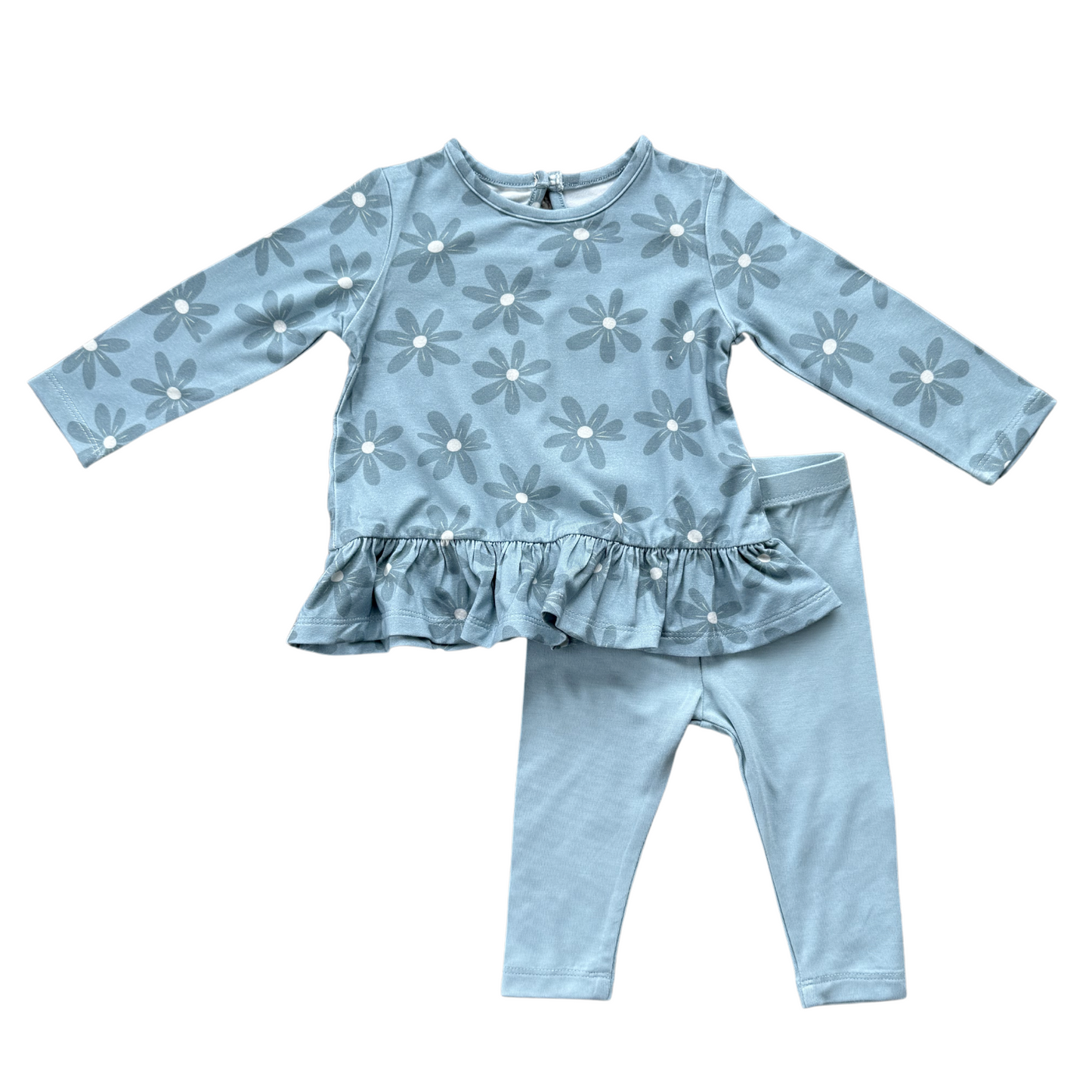 Daisy Ski Blue Long sleeve Peplum Set