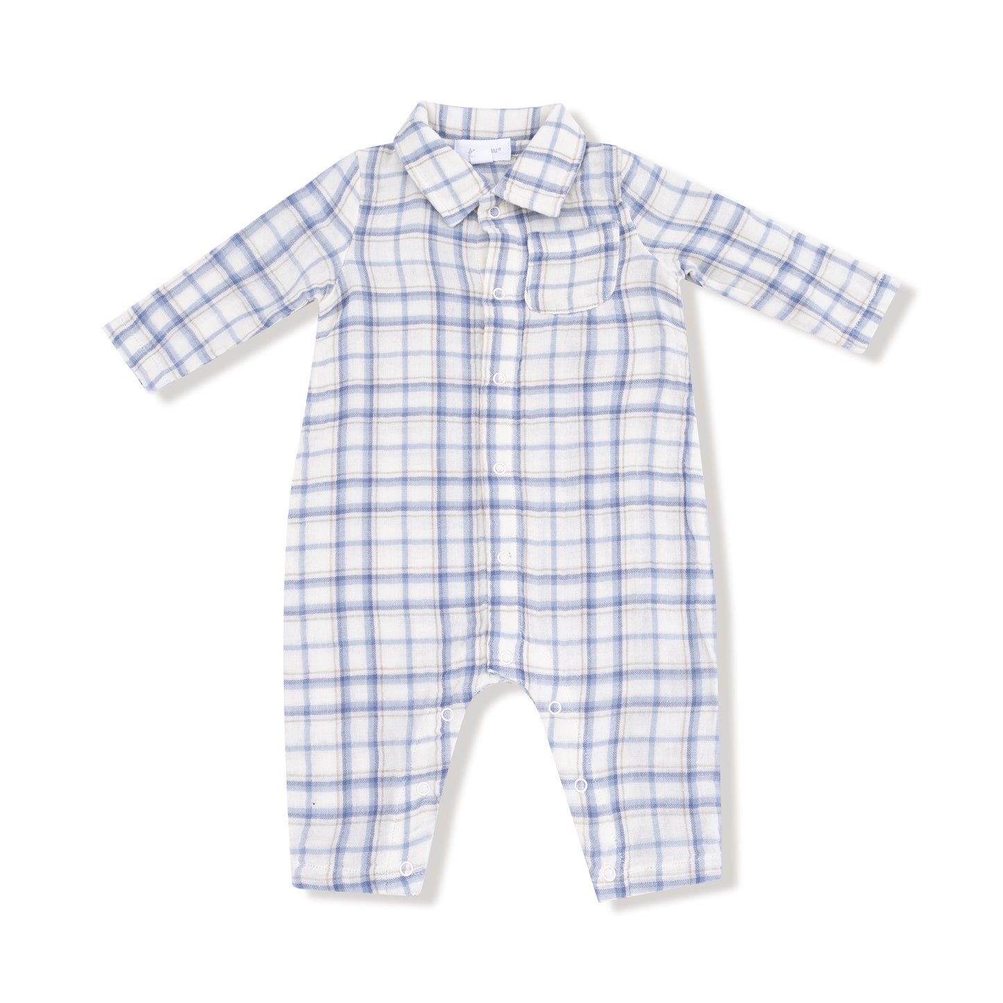 Blue Plaid Polo Romper