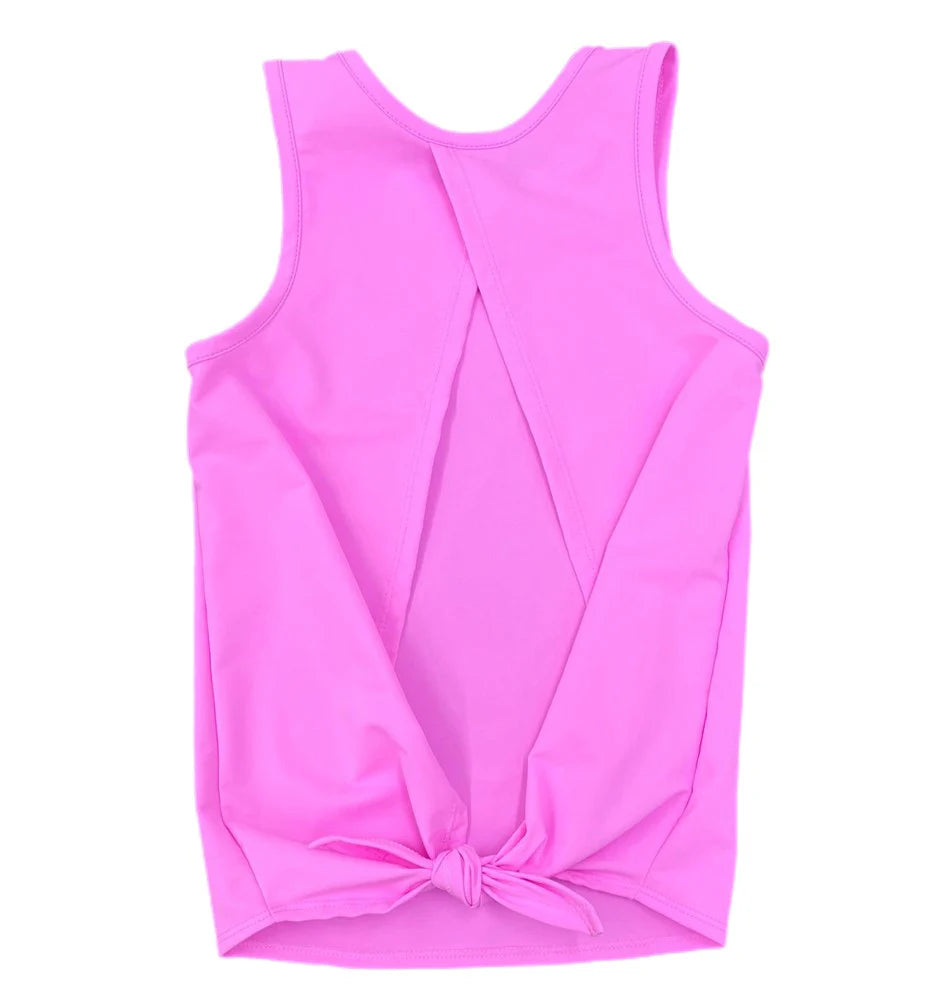 James & Lottie - Cotton Candy Pink Athleisure Tie Back Top BE