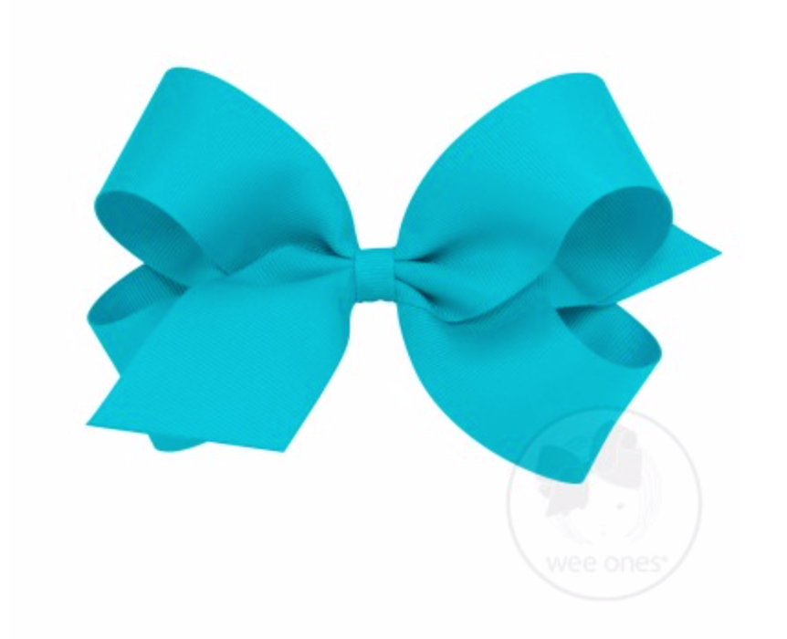 Large plain grosgrain hair bow for children by Wee Ones, featuring a simple, classic wrap design with a secure hair clip.