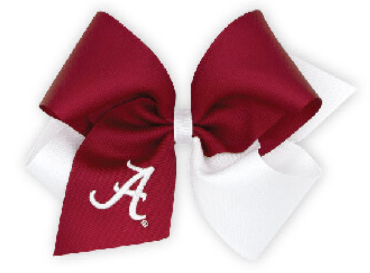 Cute Wee Ones embroidered team bow in various colors, featuring detailed stitching and soft fabric for infants and toddlers.