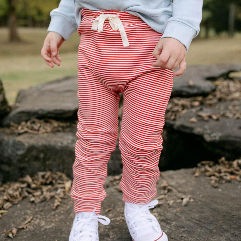 Little Paper Boat - Red Stripe Knit Pants