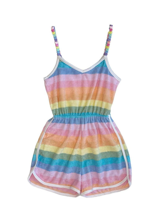 Lola and The Boys - Pastel Ombré Beaded Hearts Romper