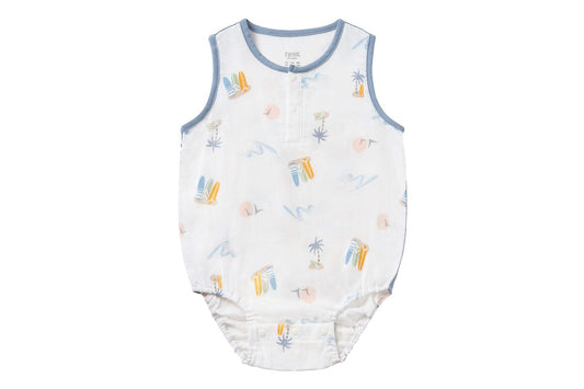 Petite Revery - Pastel Waves Sleeveless Henley Onesie