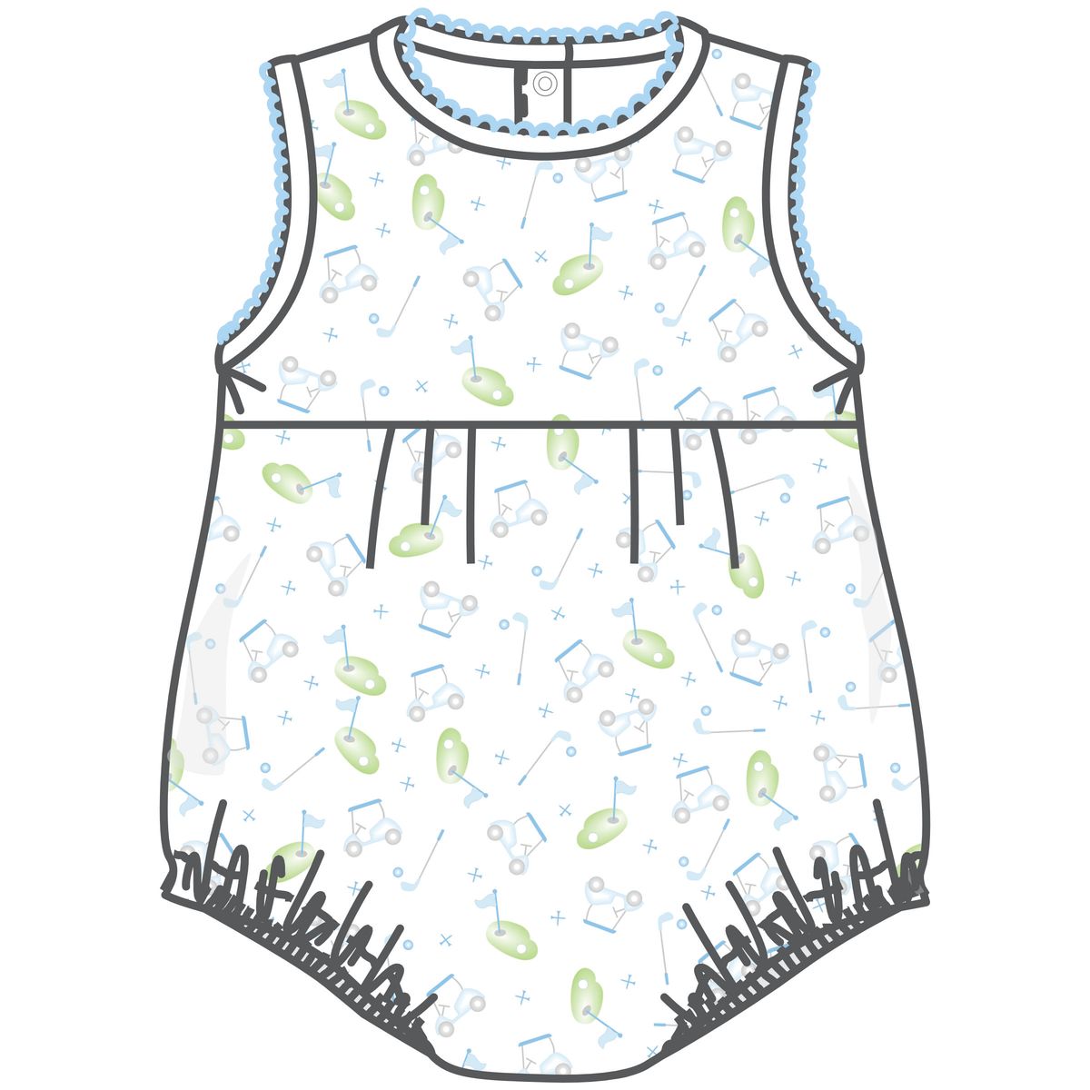 Magnolia Baby - Tiny Tee Time Light Blue Printed Bubble