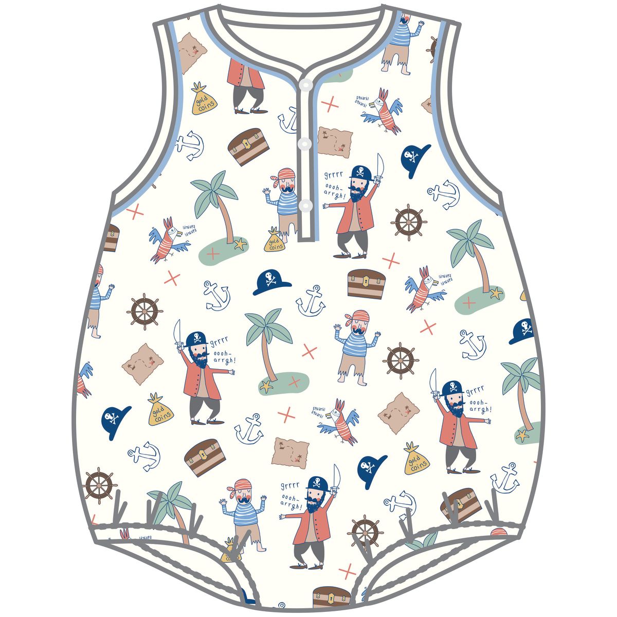 Luna & Arlo - YO, HO, HO! Sky S/less Front Snap Bubble