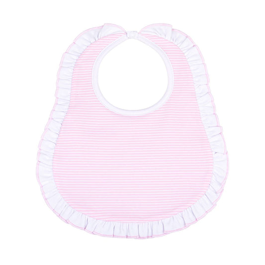 Magnolia Baby - Mini Stripes Pink Ruffle Bib