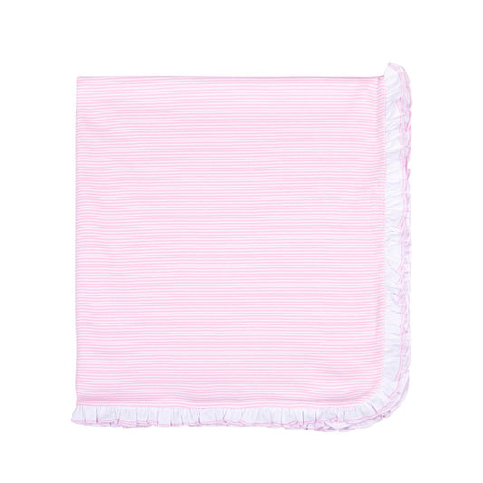 Magnolia Baby - Mini Stripes Pink Ruffle Receiving Blanket