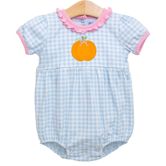 Blue Gingham Pumpkin Girls Bubble