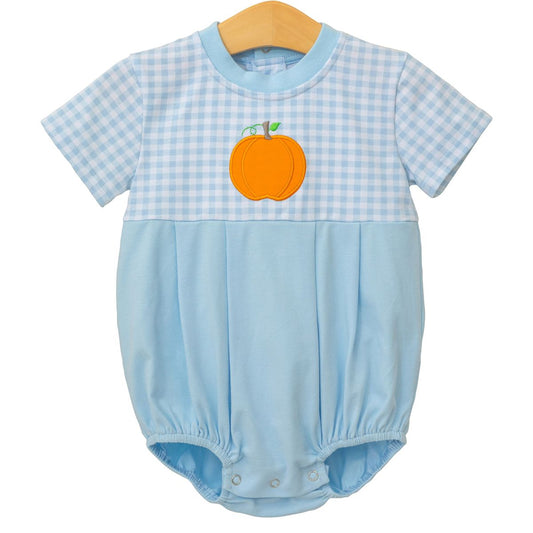 Blue Gingham Pumpkin Boys Bubble