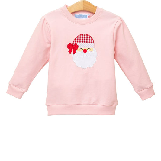 Santa Applique Pink French Terry Pullover