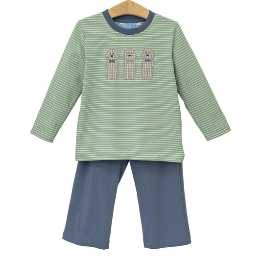 Dog Applique Top & Pant Set