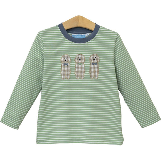Dog Applique Stripe Shirt