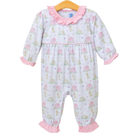 Pink Puppy Pals Ruffle Romper