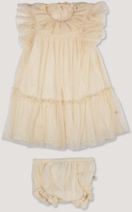 Hazelnut Cream Angel Baby Dress & Bloomer