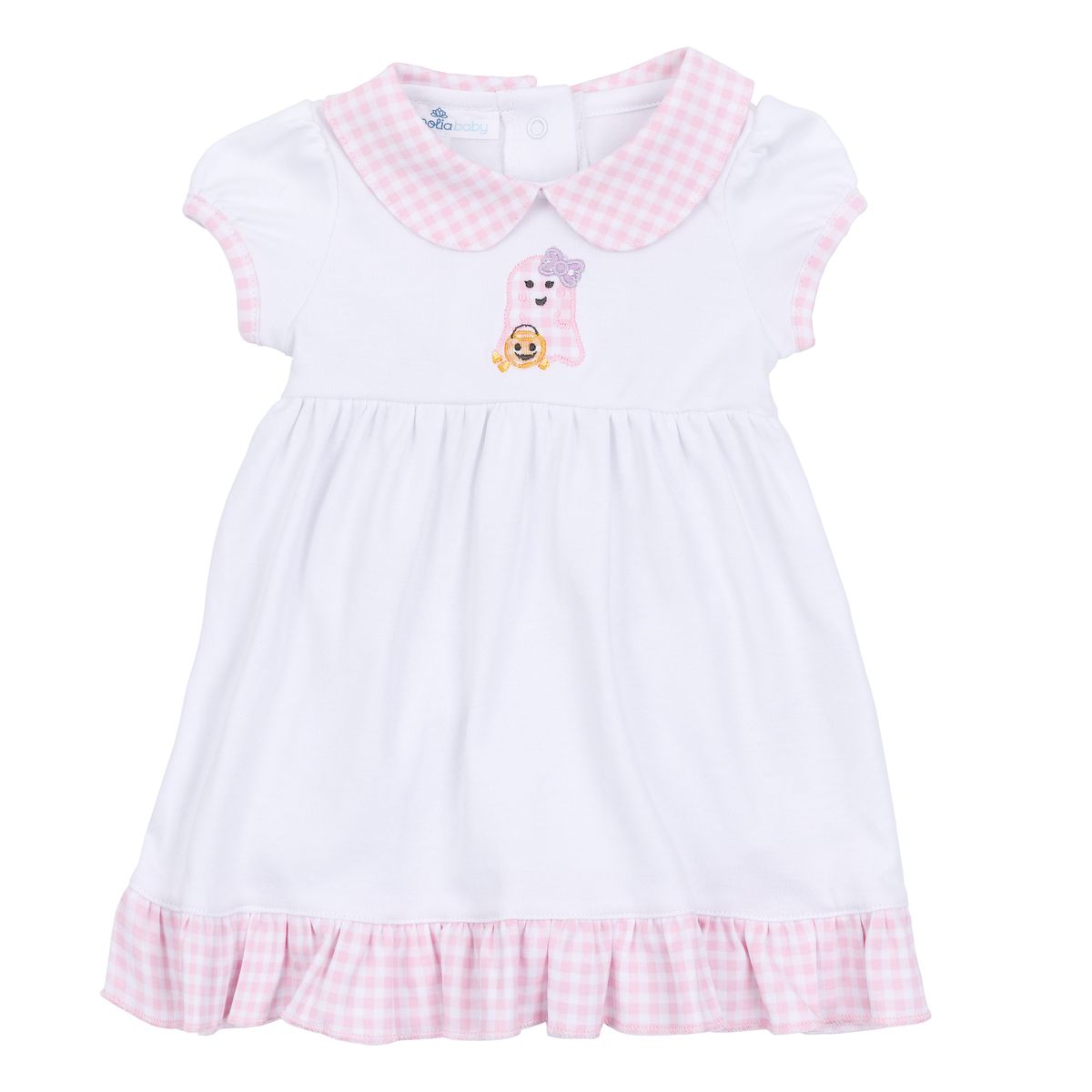 Magnolia Baby - Boo Crew! Applique Pink Collared S/S Toddler Dress