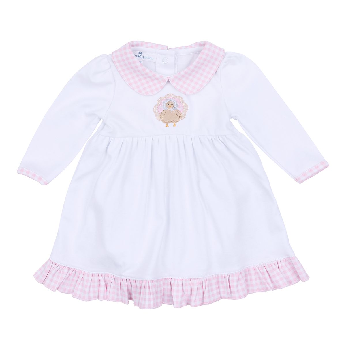 Magnolia Baby - Pilgrim Pals Applique Pink Collared L/S Toddler Dress