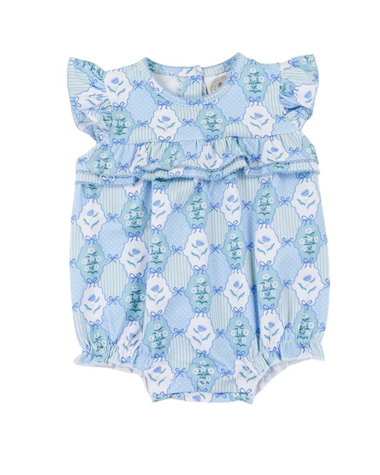 Floral Blues Rosalie Ruffle Romper