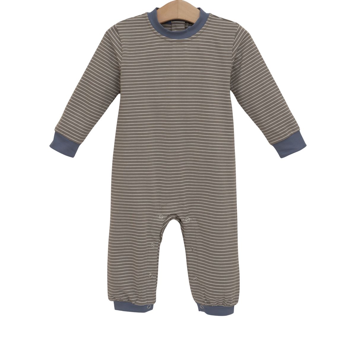 Beige Stripe with Blue Trim Miller Romper