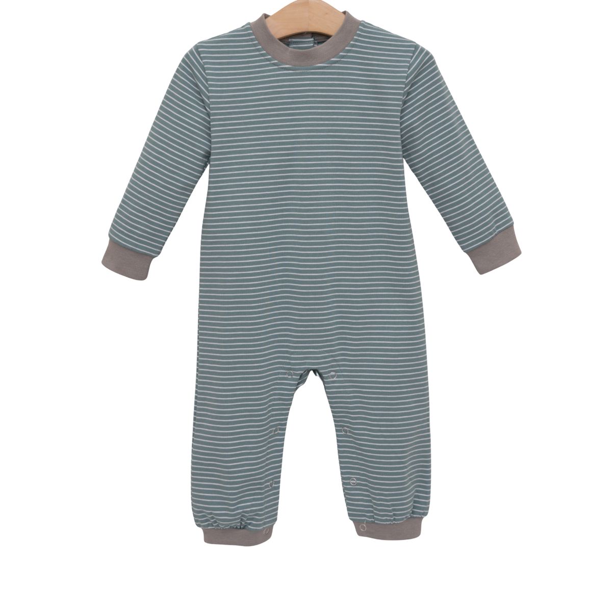 Sage Stripe & Beige Trim Miller Romper