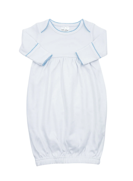 White w/Blue Picot Trim Gown