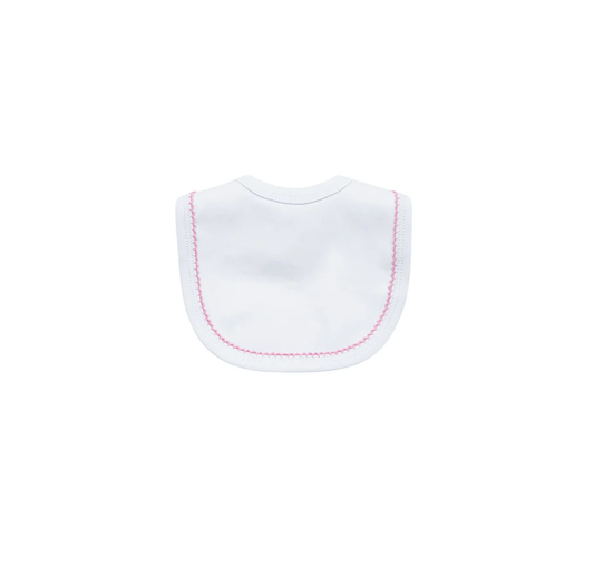 White w/Pink Picot Trim Bib
