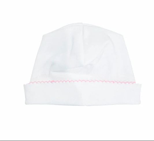 White w/Pink Picot Trim Hat