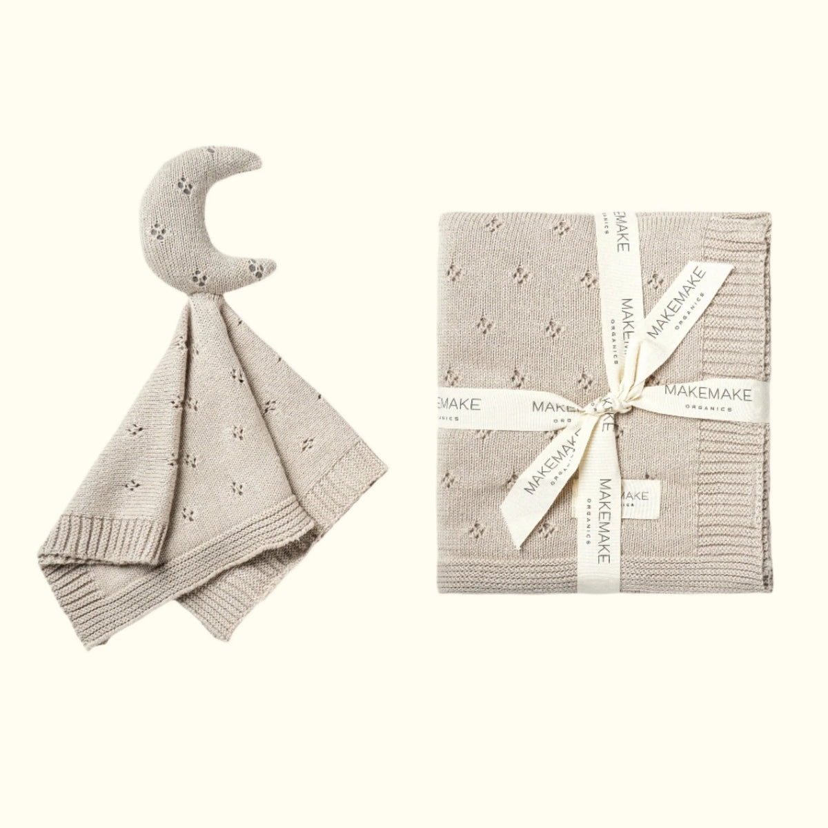 Baby Blanket Gift Set with Moon Lovey - Beige