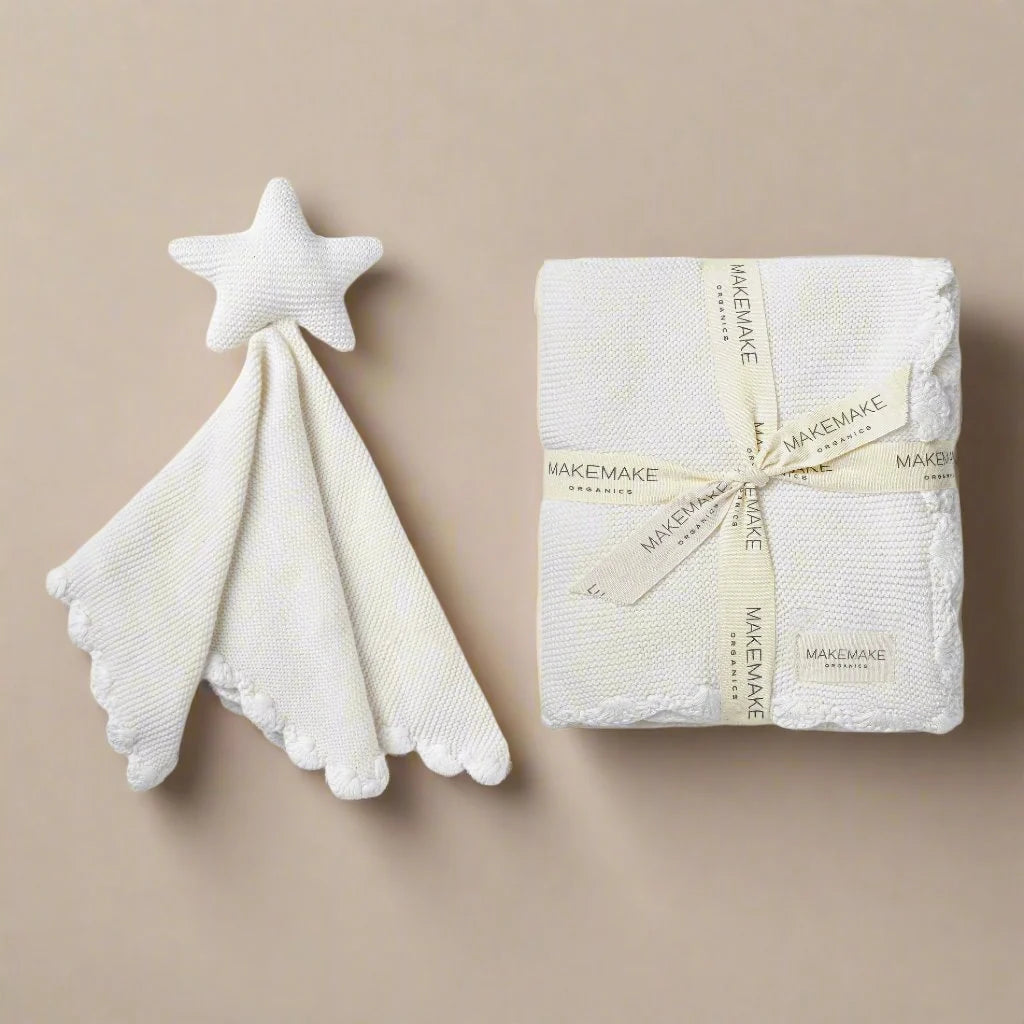 Baby Blanket Gift Set with Star Lovey - Ivory