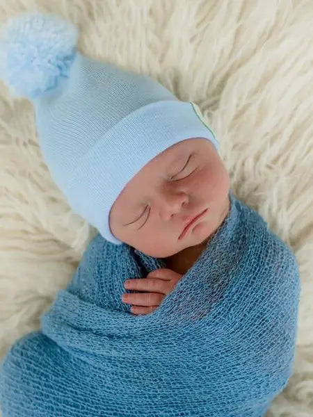 Ilybean - Newborn Boy Blue Beanie Blue Pom Hat