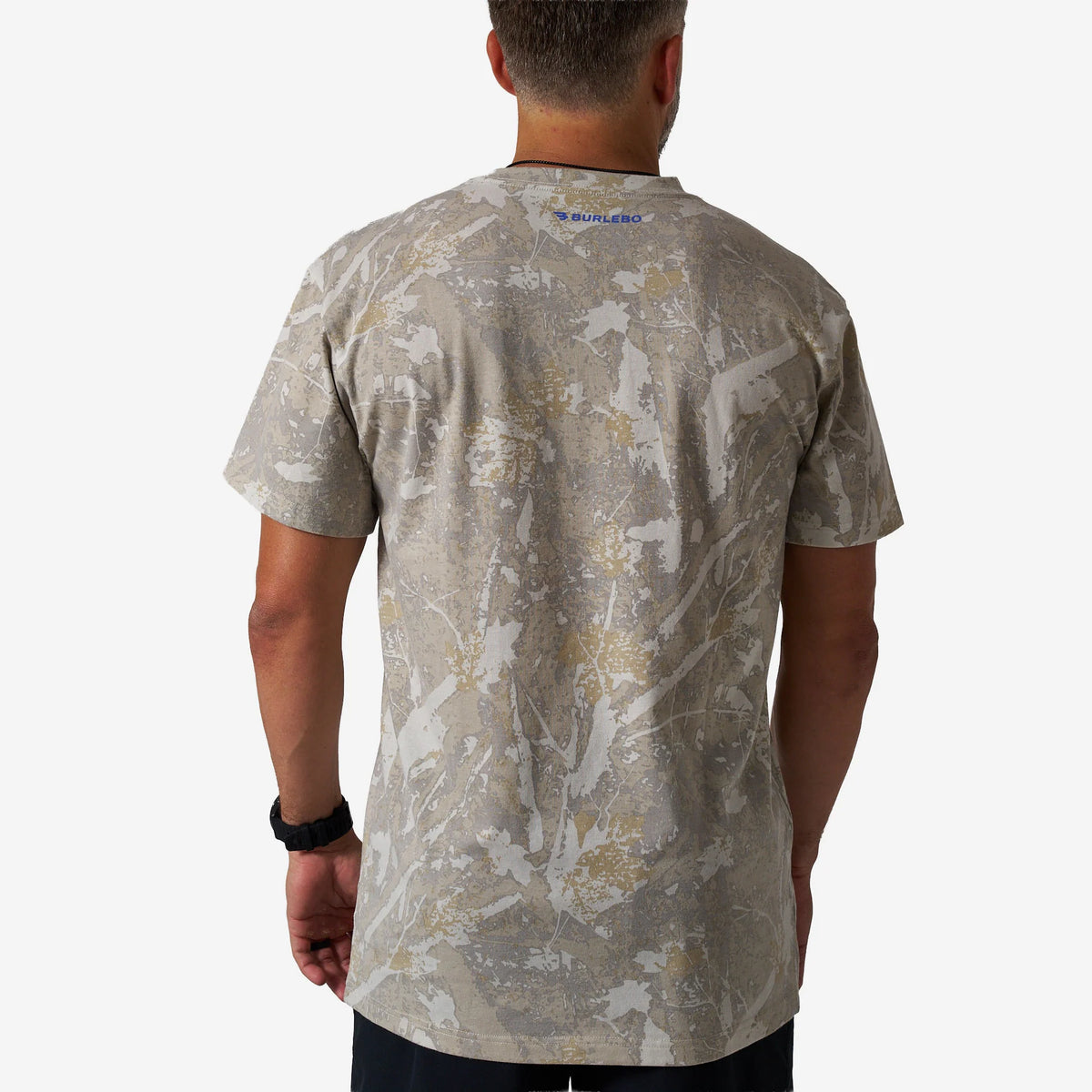 Burlebo Vintage Washed PRAY tee in Drifter Camo with scripture-inspired graphic lettering