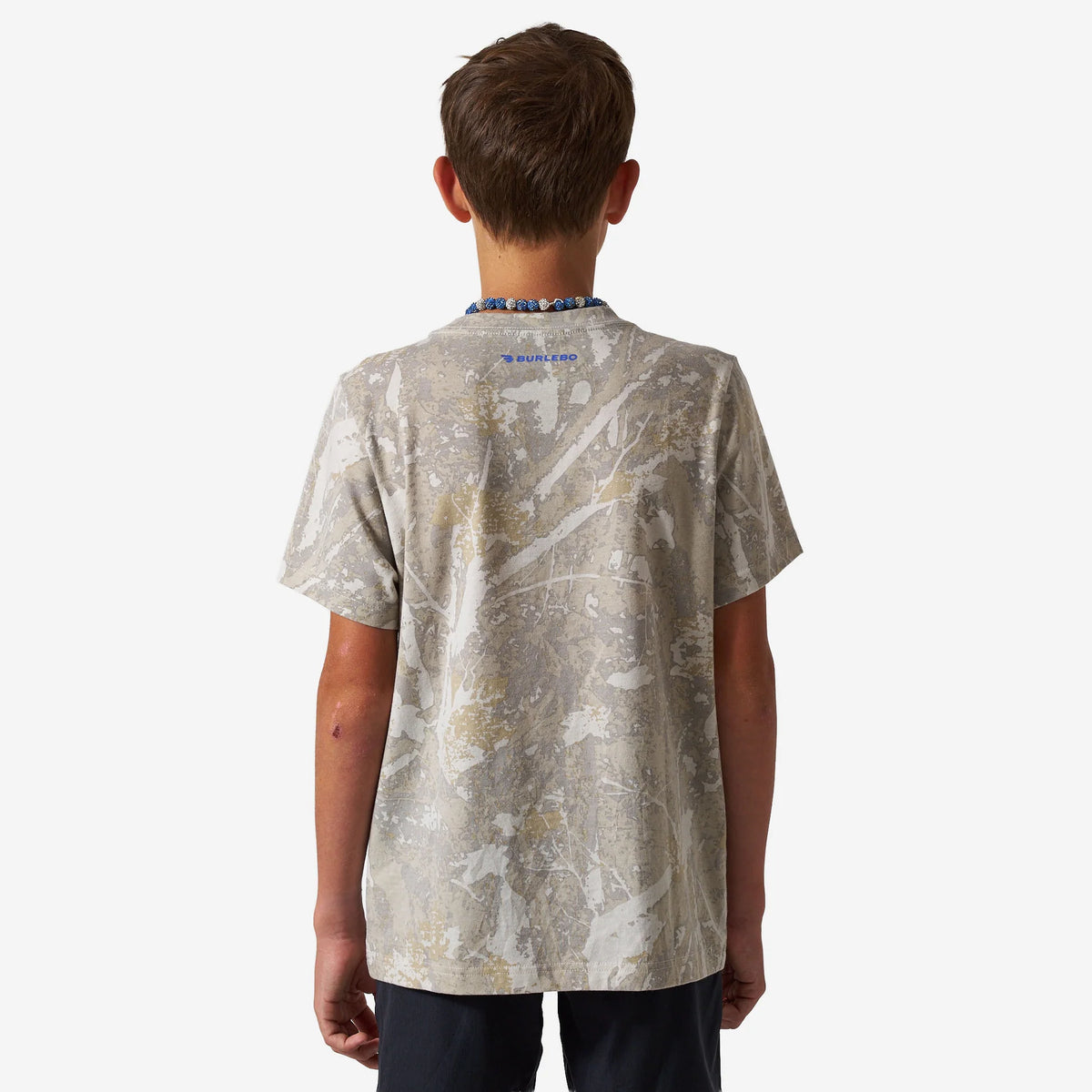 Burlebo youth vintage washed PRAY tee in Drifter Camo camouflage print