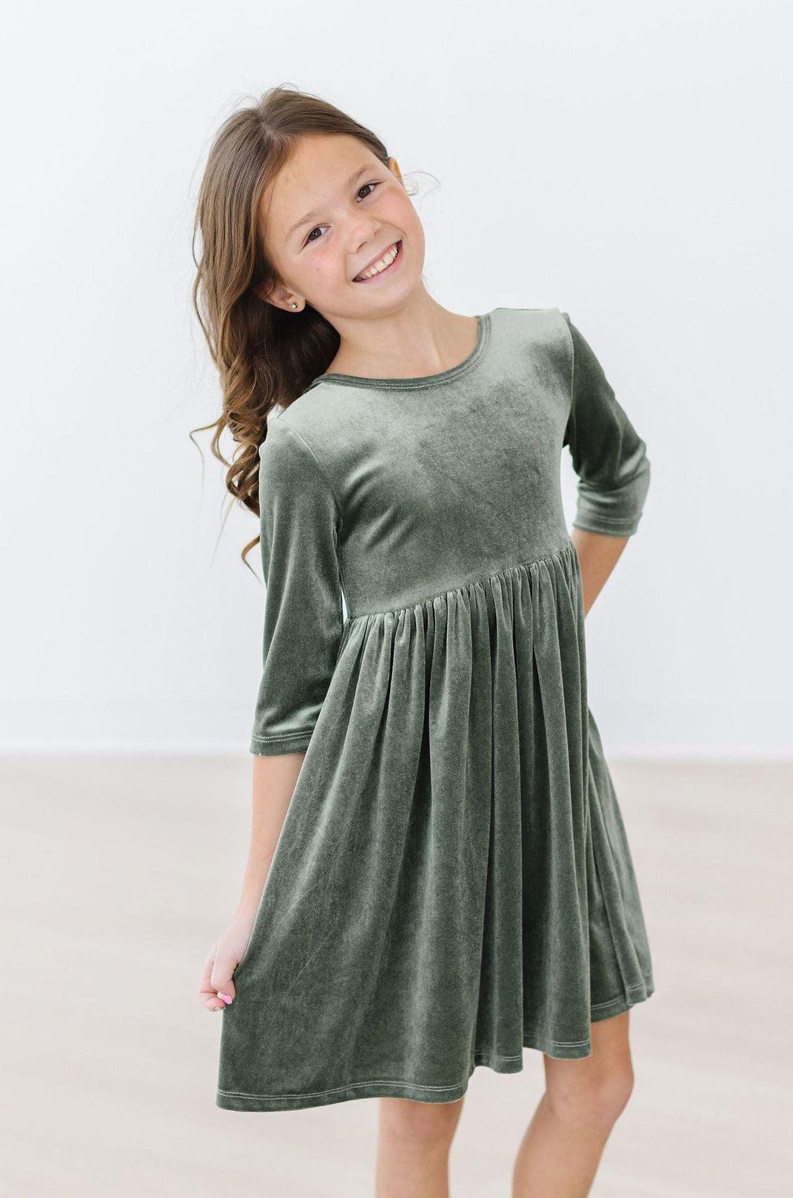 Mila & Rose - Sage Velvet Twirl Dress