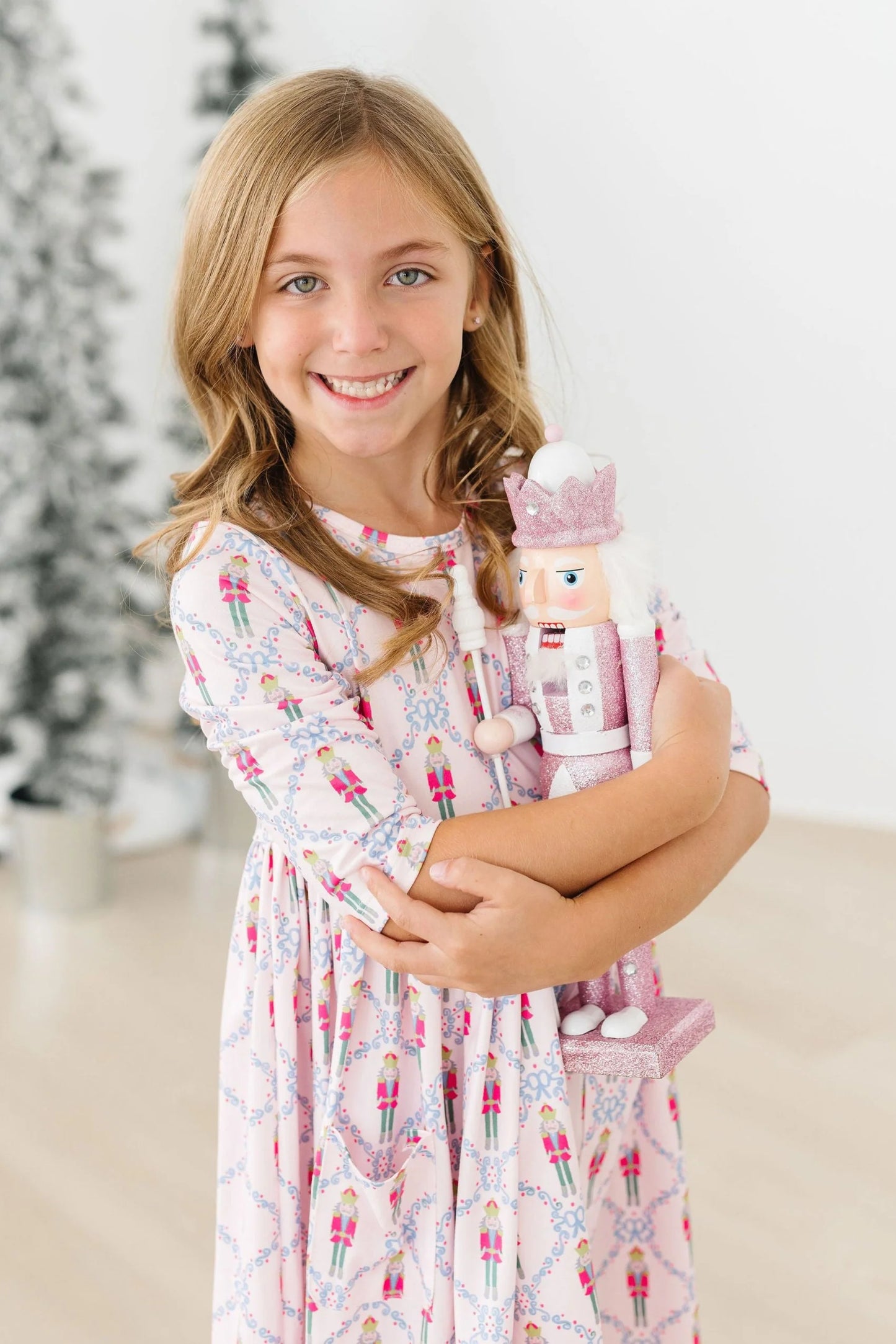 Mila & Rose - Pink Nutcracker 3/4 Sleeve Pocket Twirl Dress