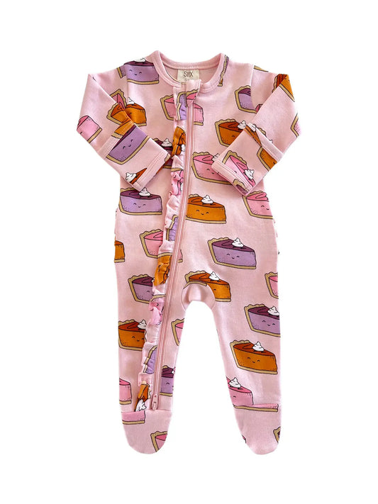 SIIX Collection - Pumpkin Pie Organic Frill Zip Footie